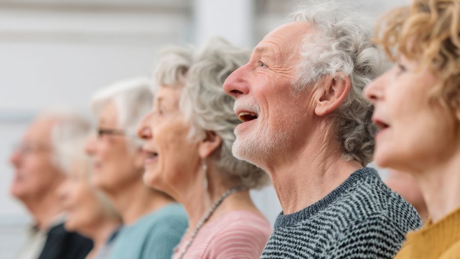 Seniors enjoying a joyful singing activity in a community center during afternoon gatheringA group of senior citizens participates in a lively singing session at a community center, smiling and engaged in the activity. The atmosphere is cheerful and vibrant.seniors, singing, community center, activity, joyful, gathering, elderly, engagement, happiness, music, smiles, interaction, socializing, afternoon, group, participants, laughter, expression, harmony, camaraderie, well-being, healthcare, emotional connection, enjoyment, support, connection, togetherness, performances, development, teamwork, art, learning, life, wellness, crafting, nostalgia, events, leisure, creativity, experiences, fellowship, seniors, singing, community center, activity, joyful, gathering, elderly, engagement, happiness, music, smiles, interaction, socializing, afternoon, group, participants, laughter, expression, harmony, camaraderie, well-being, healthcare, emotional connection, enjoyment, support, connection, togetherness, performances, development, teamwork, art, learning, life, wellness, crafting, nostalgia, events, leisure, creativity, experiences, fellowship