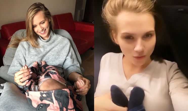Agnieszka Kaczorowska zajmuje się córką/Instagram.com