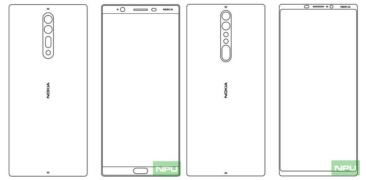 Szkice prezentujące Nokia 8 (z lewej) i Nokia 9 (z prawej)