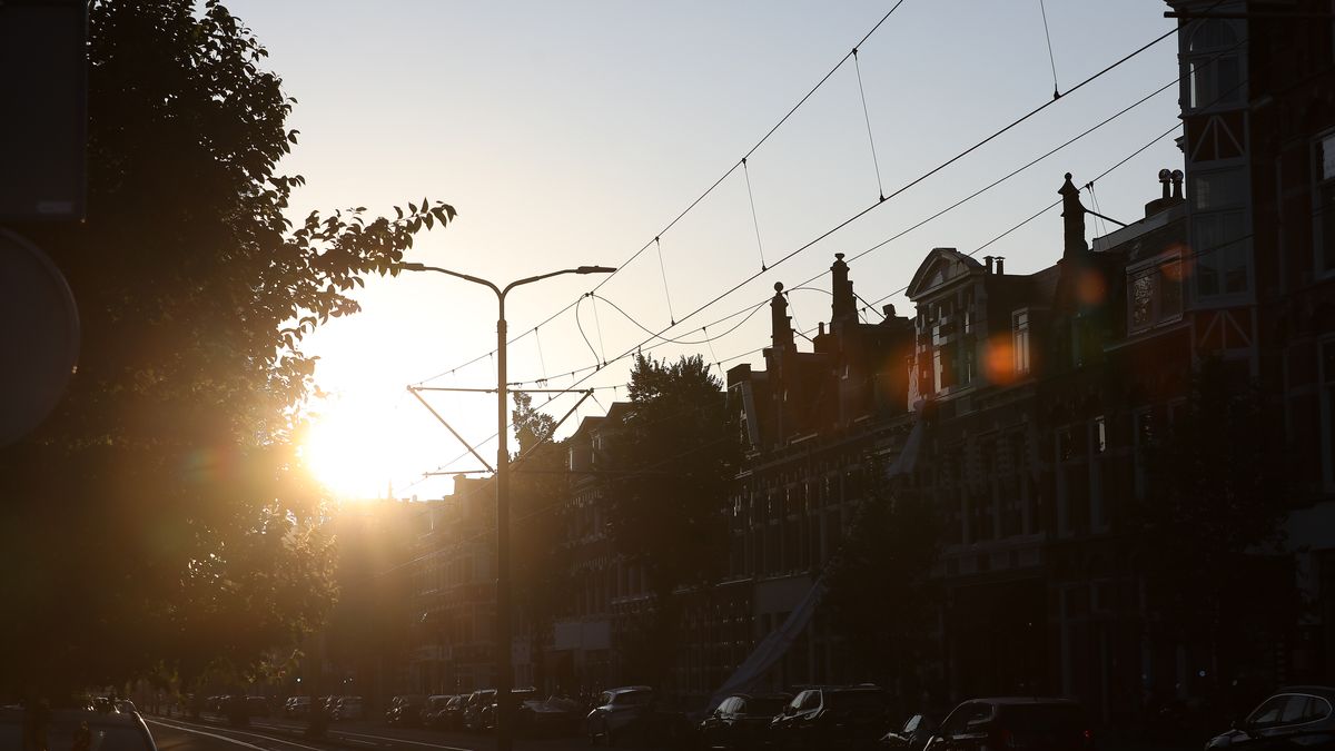 A street during sunrise in The Hague, The Netherlands, on June 25, 2025. (Photo by Klaudia Radecka/NurPhoto via Getty Images)