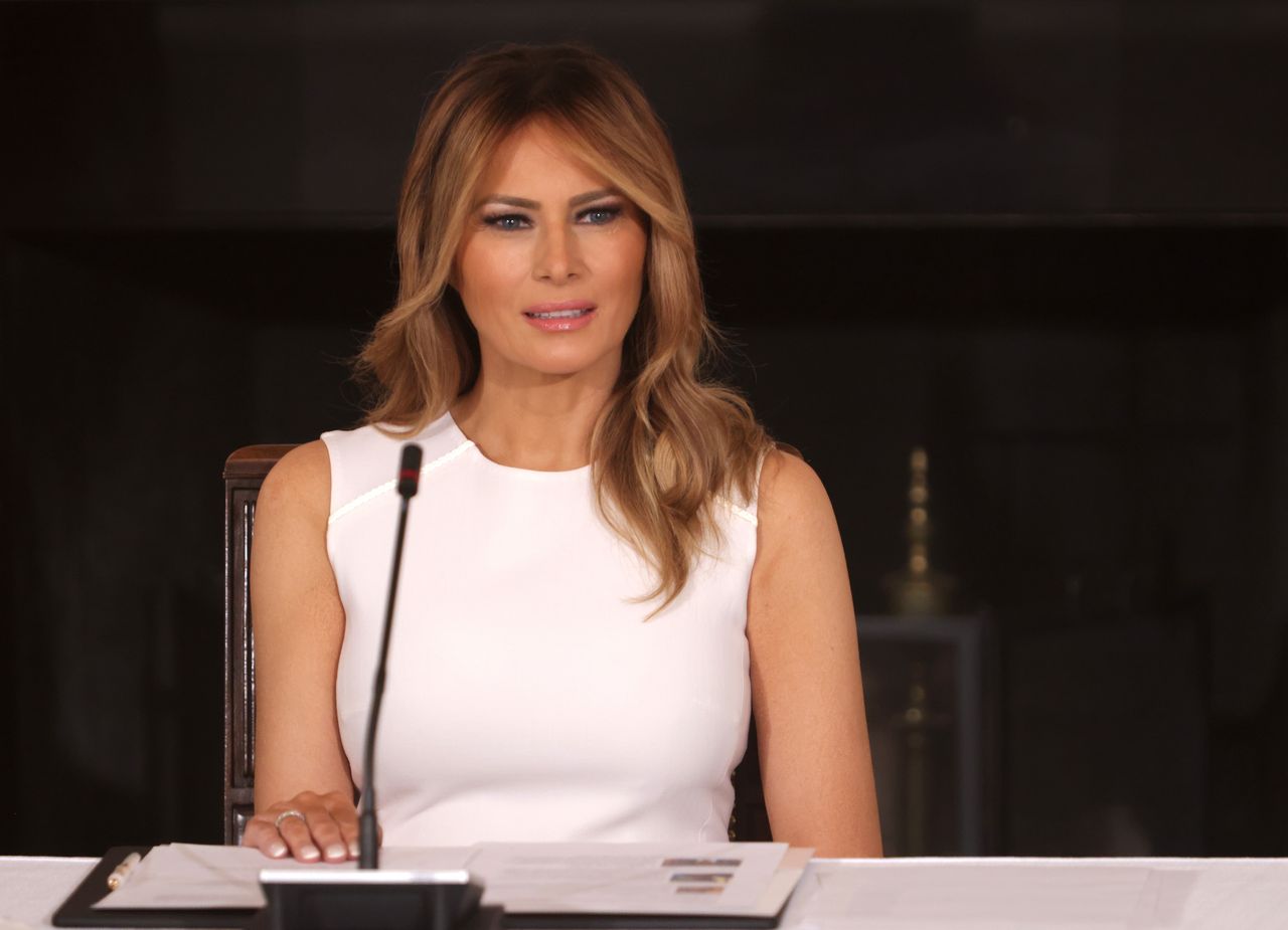 WASHINGTON, DC - SEPTEMBER 14:  U.S. First Lady Melania Trump speaks during a roundtable on sickle cell disease in the State Dining Room of the White House on September 14, 2020 in Washington, DC. The First Lady held the event “to support those affected by Sickle Cell Disease, and to reaffirm our goal of finding a cure.” (Photo by Alex Wong/Getty Images)