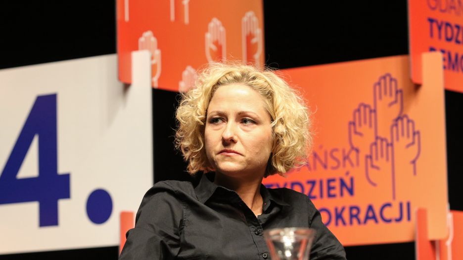 Journalist  Katarzyna Wlodkowska is seen during the debate about the role of the journalist in the service of democracy in Gdansk, Poland on 16 September 2019 during the 4th edition of Democracy Week in European Solidarity Centre. (Photo by Michal Fludra/NurPhoto via Getty Images)