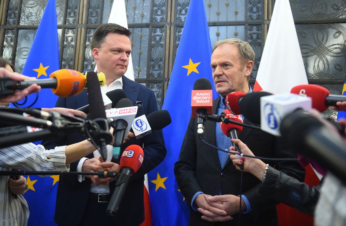 Donald Tusk po spotkaniu z Marszalkiem Sejmu Szymonem Hołownią