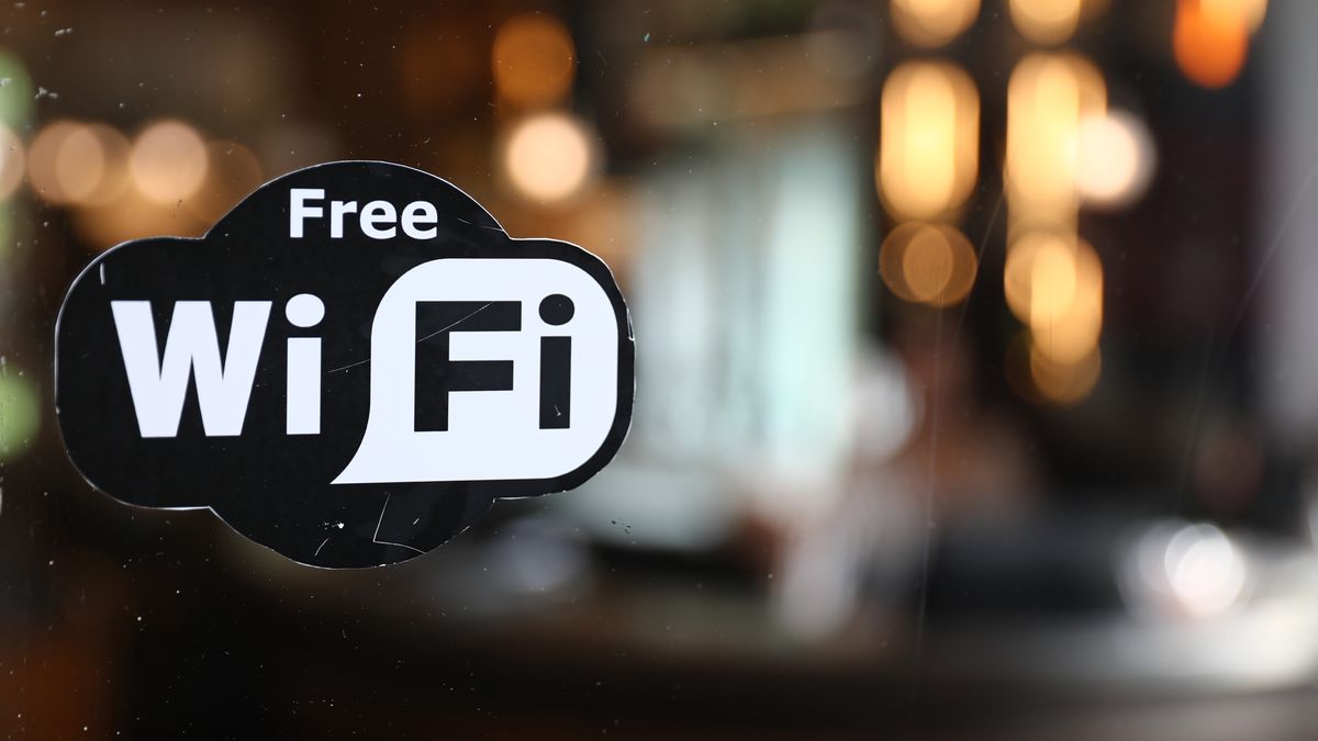 Free Wi-Fi sticker is seen on a restaurant in Bergamo, Italy on September 4, 2023. (Photo by Jakub Porzycki/NurPhoto via Getty Images)
