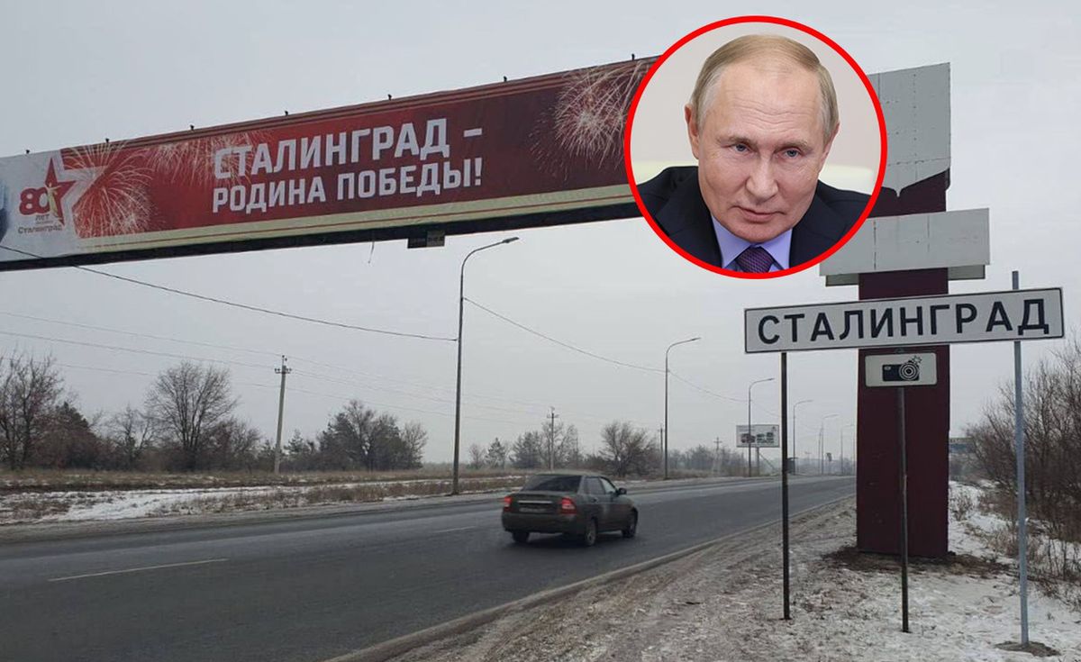 W związku z wizytą Władimira Putina w Wołgogradzie zmieniono szyld z nazwą miasta na Stalingrad