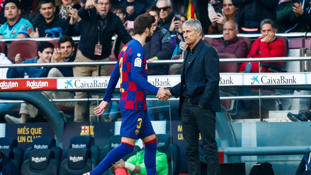 Zdjęcie okładkowe artykułu: Getty Images / David S. Bustamante/Soccrates / Na zdjęciu od lewej: Gerard Pique i Quique Setien