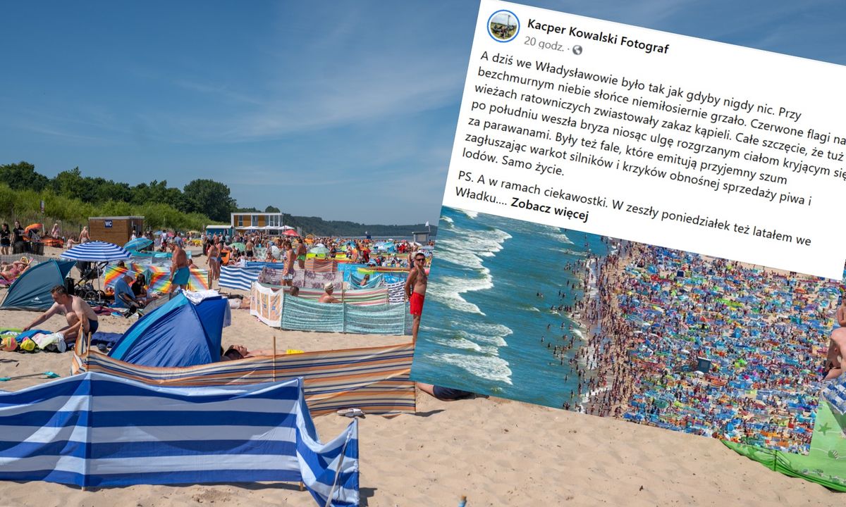 Wakacje 2020. Tłumy na plaży we Władysławowie