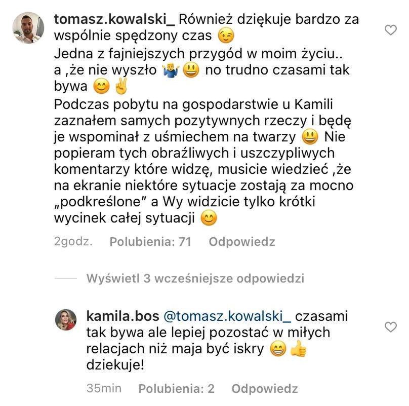Komentarze pod postem Kamili 