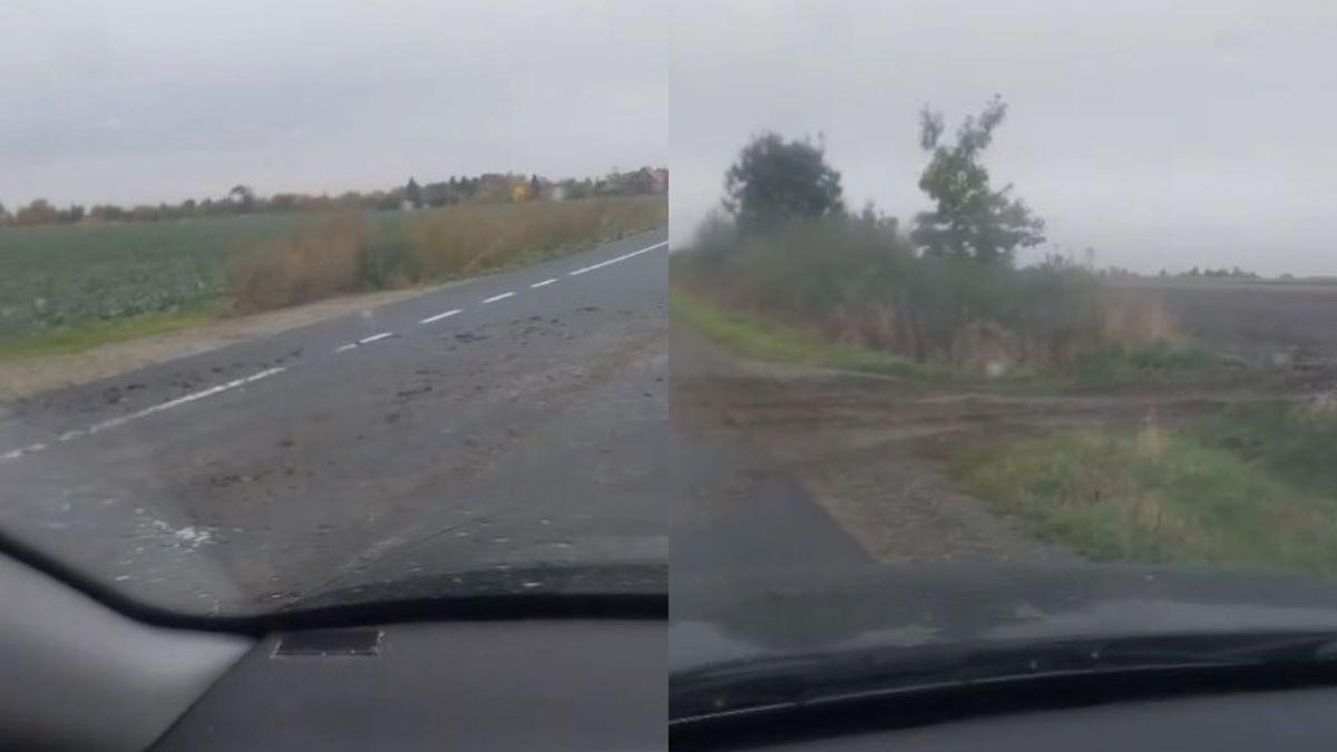 Droga na Dolnym Śląsku zabrudzona ziemią