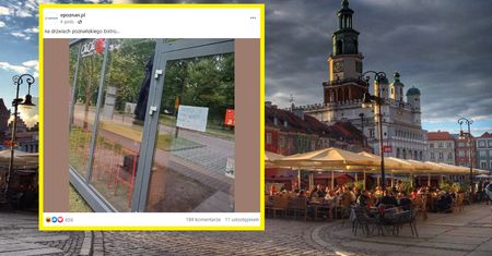 Bulwersujący napis na drzwiach restauracji. ''Dzieci tylko w kagańcu''