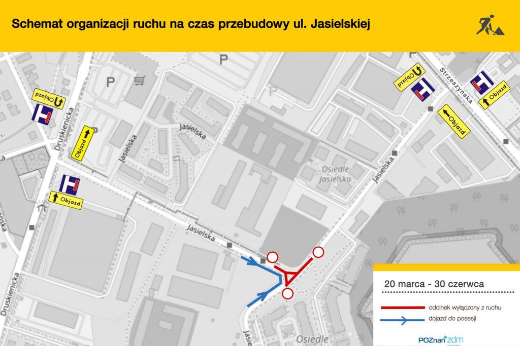 Przebudowa ulicy Jasielskiej – zmiany w organizacji ruchu w Poznaniu