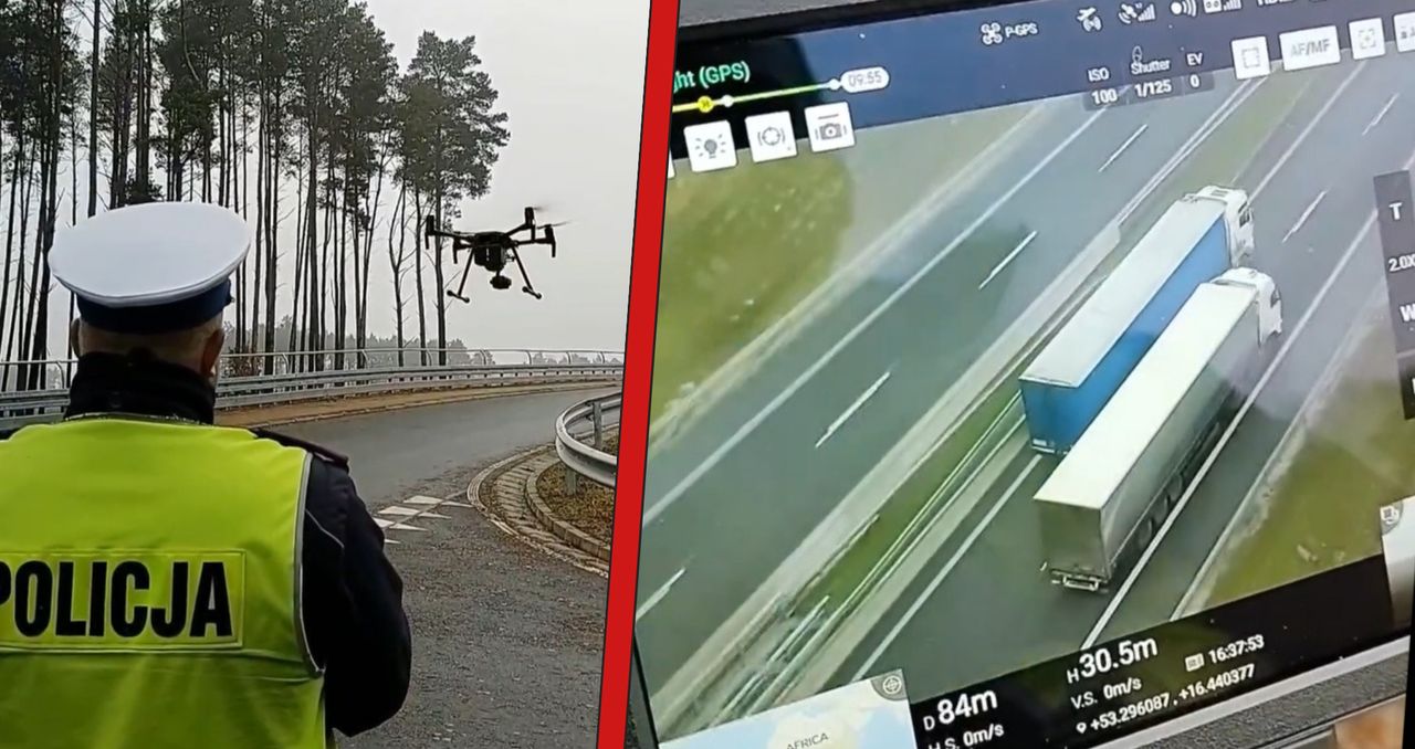 "Wyścigi słoni" na S10. Policja użyła drona