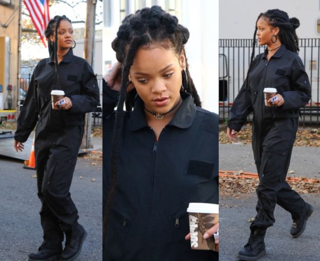 Rihanna w czarnym kombinezonie na planie "Ocean's Eight" (ZDJĘCIA)