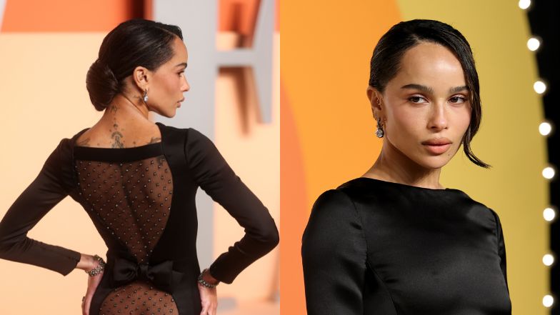 Zoe Kravitz w oscarową noc odsłoniła plecy i pośladki w czarnej kreacji z prześwitami