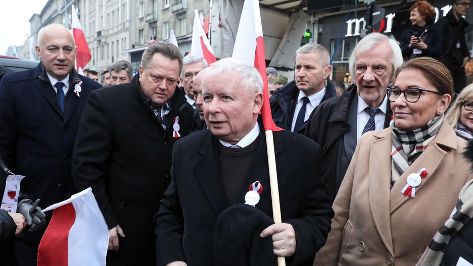 Jarosław Kaczyński w trakcie obchodów 11 listopada