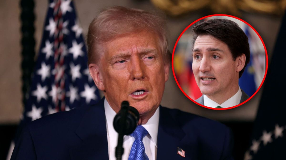 Getty Images / Thierry Monasse/Getty Images/oe Raedle/Getty Images / Na dużym zdjęciu Donald Trump, na małym Justin  Trudeau