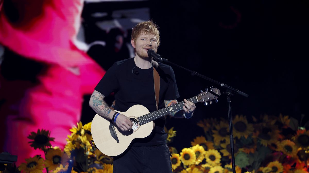 BIRMINGHAM, ENGLAND - MARCH 29: Ed Sheeran performs during a Concert for Ukraine at Resorts World Arena on March 29, 2022 in Birmingham, England. All proceeds from Concert for Ukraine are being donated to Disasters Emergency Committee's Ukraine Humanitarian Appeal. (Photo by John Phillips/Disasters Emergency Committee/Getty Images for Livewire Pictures Ltd)