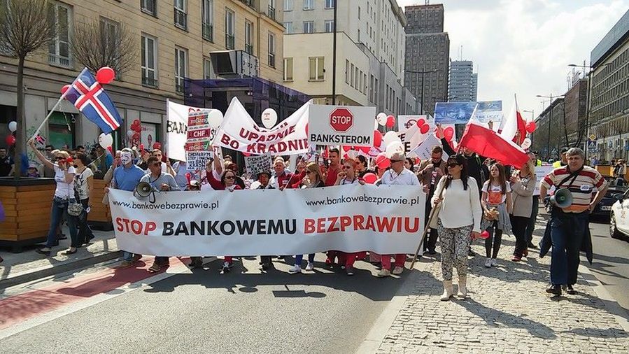 Frankowicze wielokrotnie organizowali protesty w większych miastach</br>
