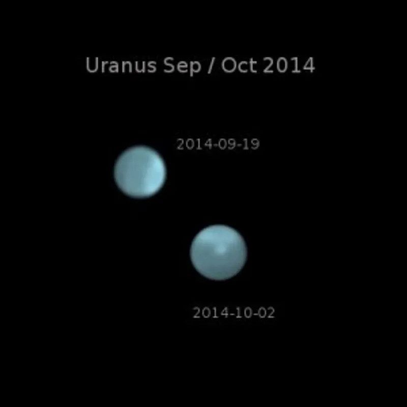 Połączone zdjęcia Urana z amatorskiego teleskopu o 40-centymetrowym zwierciadle