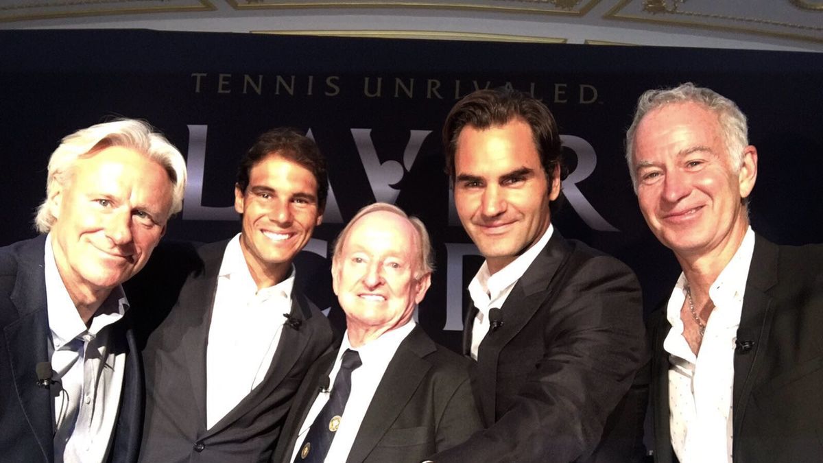 Zdjęcie okładkowe artykułu: Materiały prasowe /  / Na zdjęciu od lewej: Bjoern Borg, Rafael Nadal, Rod Laver, Roger Federer i John McEnroe