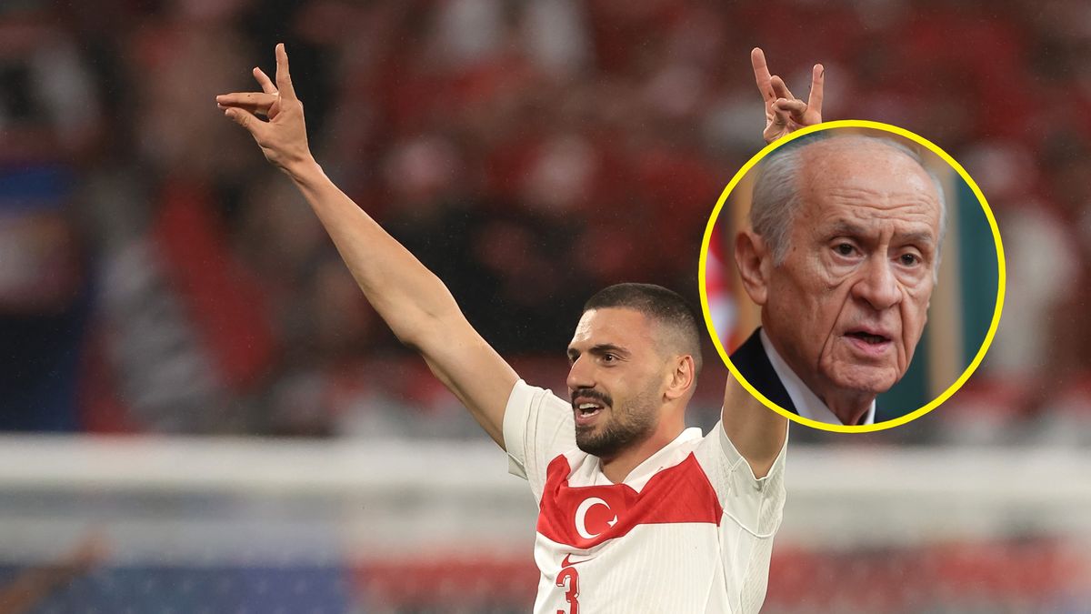 Getty Images / Evrim Aydin / Na zdjęciu: Merih Demiral / małe zdjęcie: Devlet Bahceli 