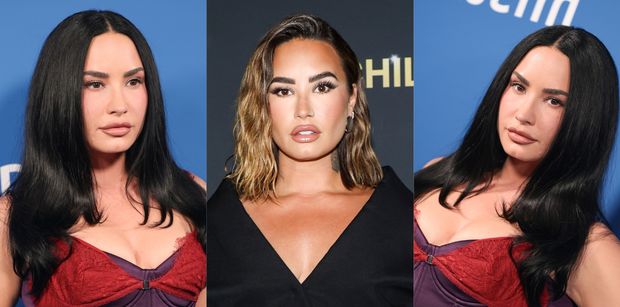 ODMIENIONA Demi Lovato wypina się na ściance w śliwkowym gorsecie. Poznajecie ją jeszcze? (ZDJĘCIA)