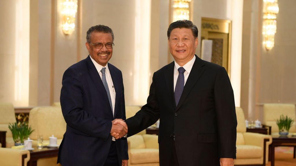 Szef WHO Tedros Adhanom Ghebreyesus i prezydent Chin Xi Jinping