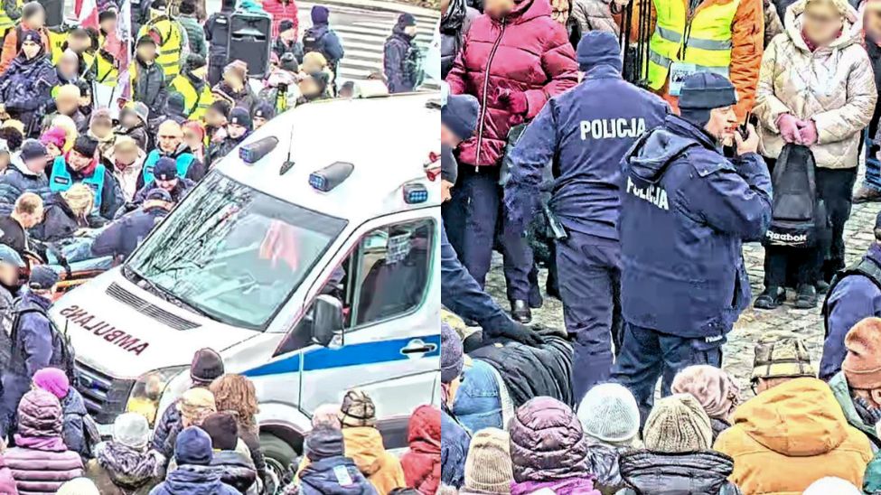 79-letni uczestnik manifestacji zasłabł. Akcja policji