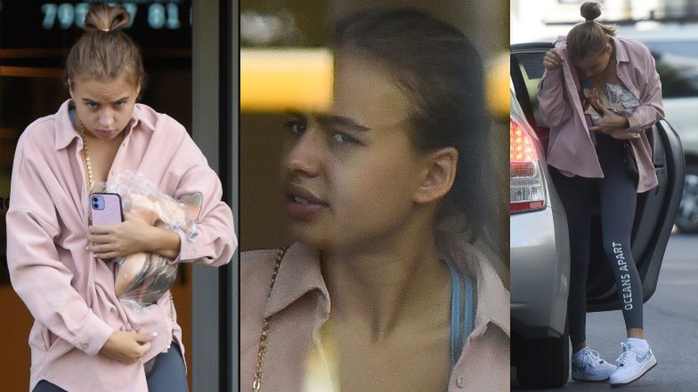 Oliwia Bieniuk próbuje osłonić się przed paparazzi