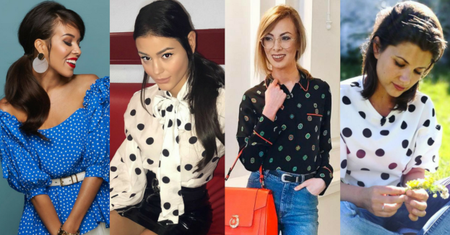 Z czym nosić bluzkę w grochy? 5 stylizacji gwiazd