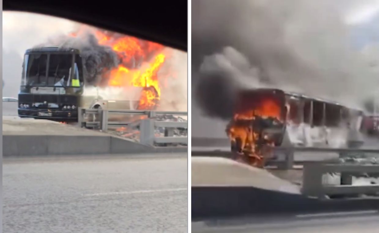 Russia. A truck drove into a military bus.