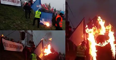 Na Marszu Niepodległości narodowcy spalili flagę... Facebooka