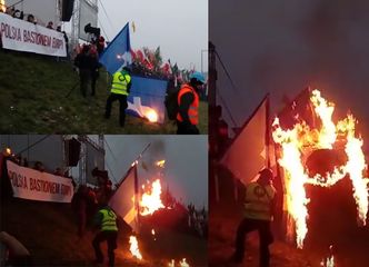 Na Marszu Niepodległości narodowcy spalili flagę... Facebooka