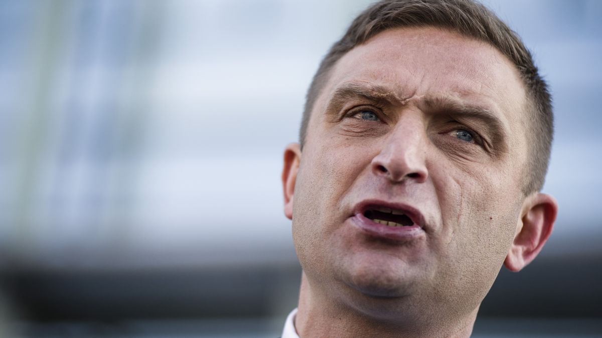 WARSAW, MASOVIA, POLAND - 2021/10/29: Robert Bakiewicz, president of the Independence March Association speaks during his press conference. 
Robert Bkiewicz called a press conference after the Court of Appeal in Warsaw - at the request of the President of Warsaw, forbade the organization of the Independence March on November 11th in the capital.
Robert Bkiewicz is a former activist of the National-Radical Camp (ONR), and currently the president of the Independence March Association, which has been responsible for the organization of the Independence Marches since 2010. (Photo by Attila Husejnow/SOPA Images/LightRocket via Getty Images)