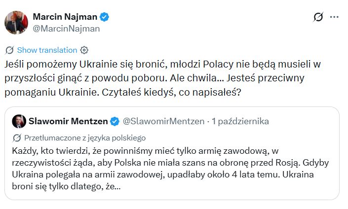 Marcin Najman odpowiada Sławomirowi Mentzenowi