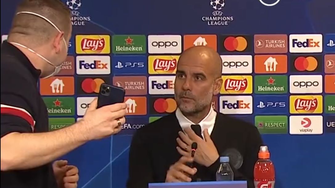 Zdjęcie okładkowe artykułu: Twitter / Na zdjęciu: Pep Guardiola podczas konferencji prasowej