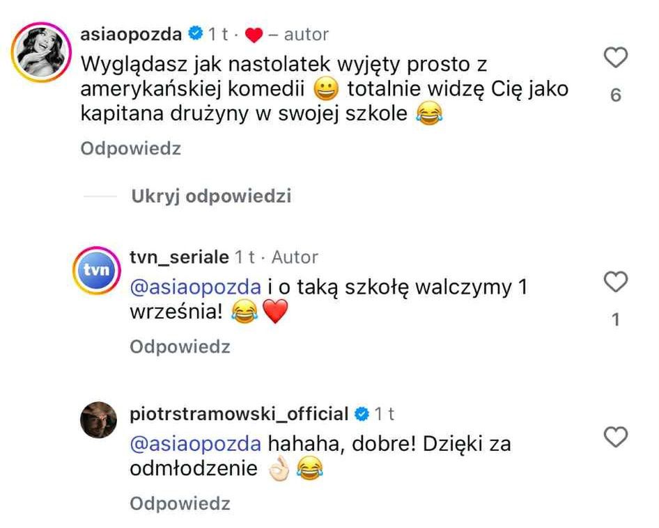 Joanna Opozda śmiało komplementuje Piotra Stramowskiego