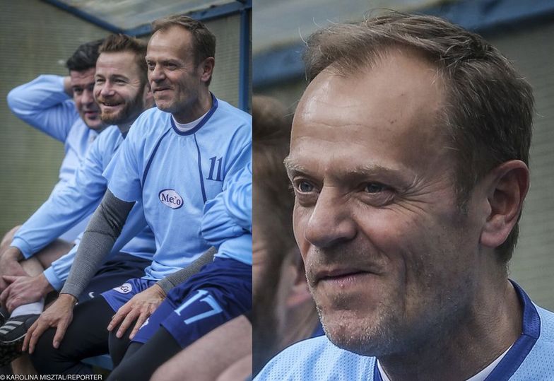 Donald Tusk gra w urodzinową piłkę