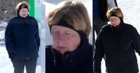 Posępna Angela Merkel świętuje na stoku w towarzystwie przystojnych ochroniarzy