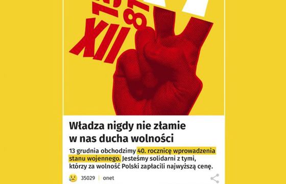 Onet wraz z Kartą przygotował multimedialny reportaż w rocznicę stanu wojennego