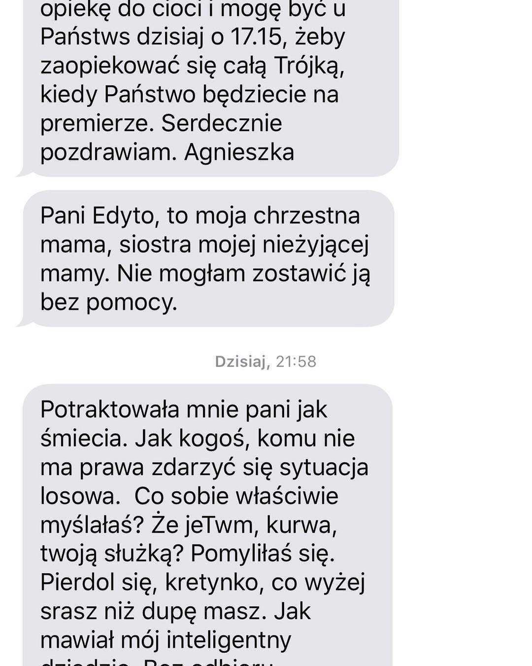 Edyta Pazura publikuje SMS-y od opiekunki