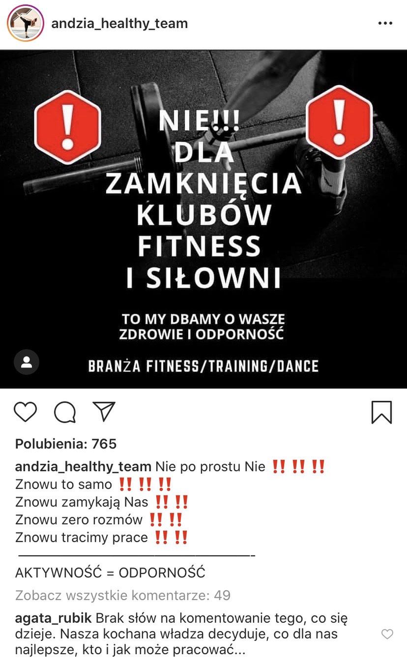 Anna Lewandowska sprzeciwia się zamknięciu siłowni