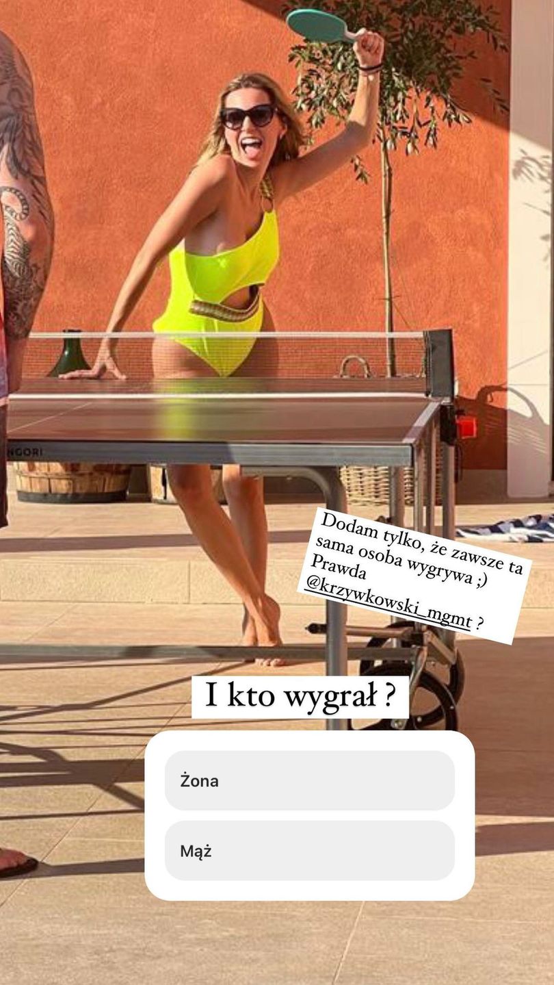 Agnieszka Hyży podczas gry w ping ponga