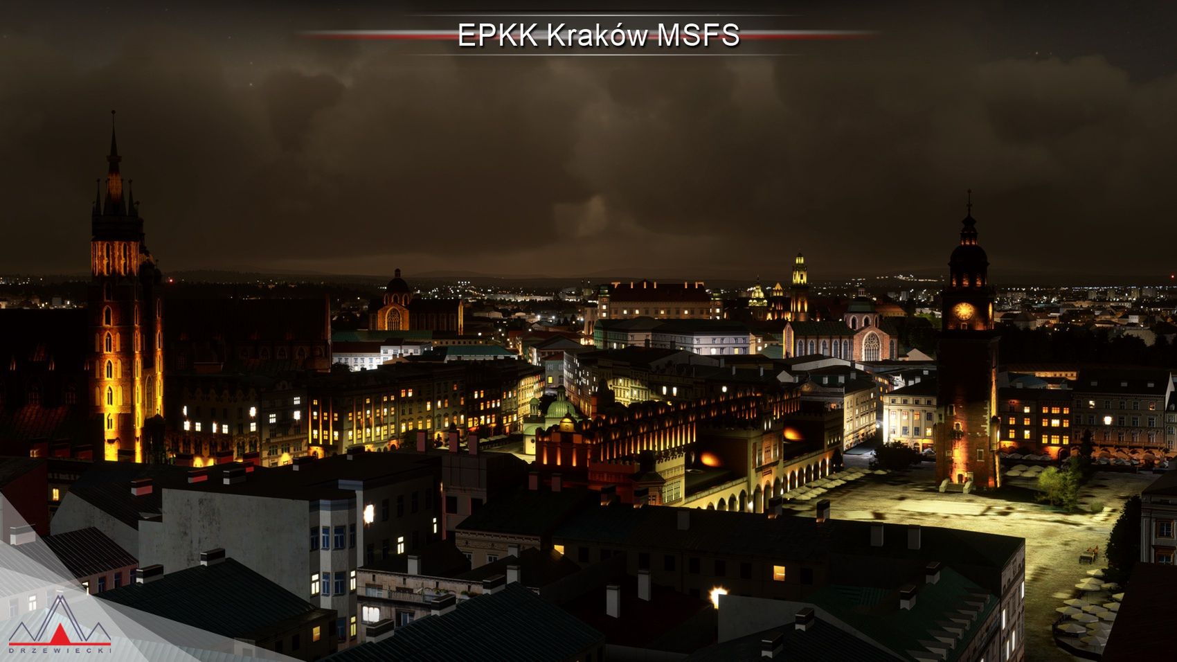 Kraków w Microsoft Flight Simulator.