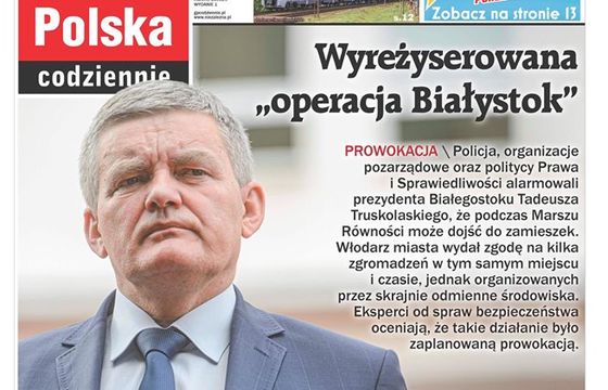 „Gazeta Polska Codziennie” przeprasza za pomylenie na pierwszej stronie prezydenta Białegostoku z wiceprezydentem Rzeszowa