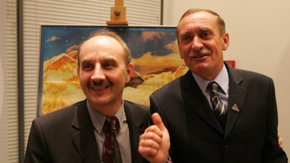 Leszek Cichy i Krzysztof Wielicki w 2005 roku podczas spotkania w Centrum Olimpijskim