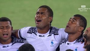 Radość rugbystów Fidżi po zwycięstwie w olimpijskim finale