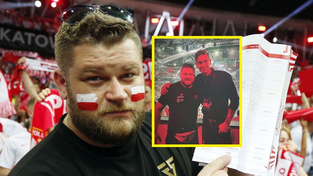 Newspix / TOMASZ WANTUŁA / Instagram/fajdek_pawel_official/ / Na zdjęciu: Paweł Fajdek na meczu Polska - USA na MŚ w siatkówce; na małym zdjęciu: z Łukaszem Kadziewiczem