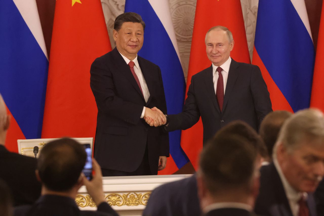 Xi Jinping and Vladimir Putin during the Chinese leader's visit to Moscow in March 2023.