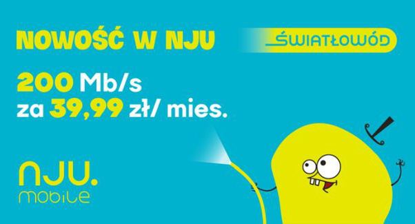 Nju mobile testuje światłowód. 200 Mb/s od 39,99 zł miesięcznie